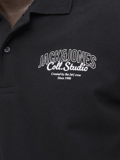 Jack & Jones Makoto Polo Short Sleeve Black - Pólos - Pólos Tamanhos Grandes Homem