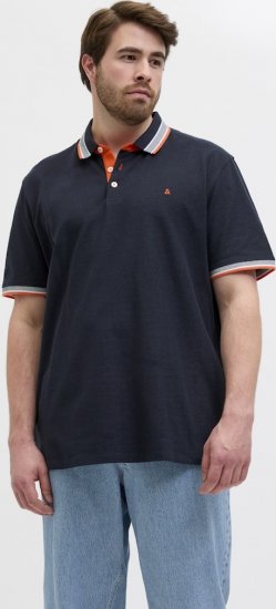Jack & Jones Paulos Short Sleeve Polo Black Navy - Pólos - Pólos Tamanhos Grandes Homem