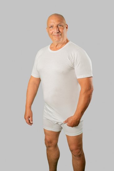 20 Nodi Short Sleeve Crew Neck in Combed Cotton Jersey White - Roupa Interior & natação - Roupa interior Homem Tamanhos Grandes