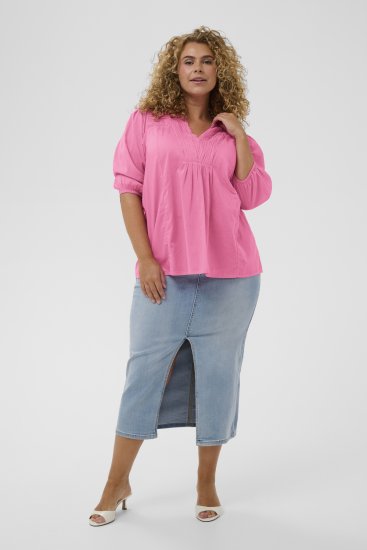 Kaffe Curve Karlia 3/4 Sleeve Blouse Pink - Blusas e Túnicas - 