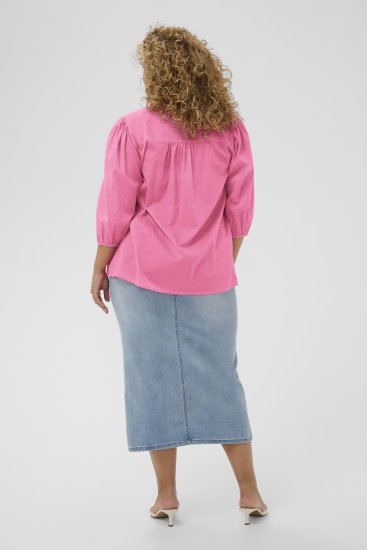 Kaffe Curve Karlia 3/4 Sleeve Blouse Pink - Blusas e Túnicas - 