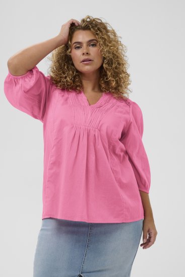 Kaffe Curve Karlia 3/4 Sleeve Blouse Pink - Blusas e Túnicas - 