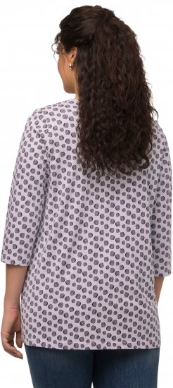 Ulla Popken Polka Dot 3/4 Sleeve Square Neck A-Line Tee Light Blue-Grey - T-shirts estampadas para mulher - 