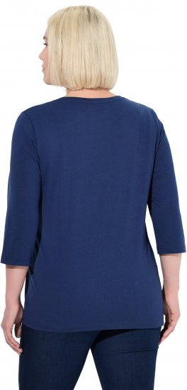 Ulla Popken Decorative Plant 3/4 Sleeve T-Shirt Ink Blue - T-shirts estampadas para mulher - 