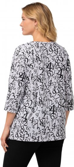 Ulla Popken Number Print 3/4 Sleeve Tee Snow White - T-shirts estampadas para mulher - 