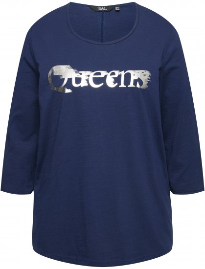 Ulla Popken Queens 3/4 Sleeve Graphic Tee Ink Blue - T-shirts estampadas para mulher - 