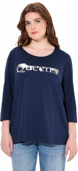 Ulla Popken Queens 3/4 Sleeve Graphic Tee Ink Blue - T-shirts estampadas para mulher - 