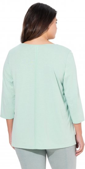 Ulla Popken Metallic Lettering 3/4 Sleeve Tee Mint Green - T-shirts estampadas para mulher - 