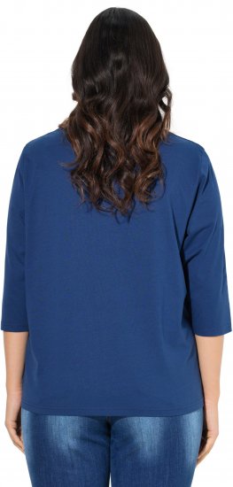 Ulla Popken Inspirational Graphic Lettering 3/4 Sleeve Tee Dark Blue - T-shirts estampadas para mulher - 