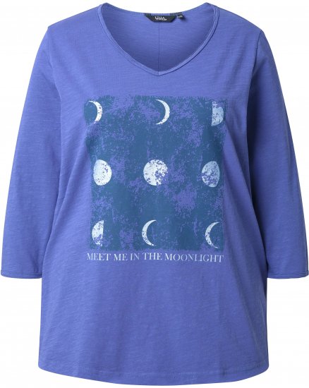 Ulla Popken Meet Me In The Moonlight 3/4 Sleeve Graphic Tee Atlantic Blue - T-shirts estampadas para mulher - 