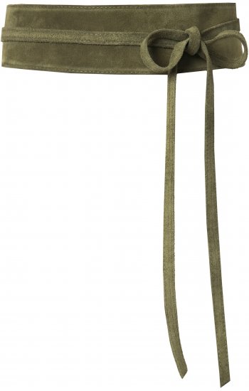 Ulla Popken Leather Tie Belt Olive Gray - Cintos de mulher - 