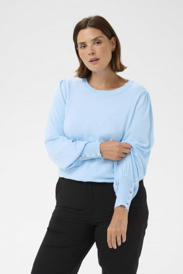 Kaffe Curve Lizzy Camisola de manga comprida Azul - Pullovers e Malhas - 