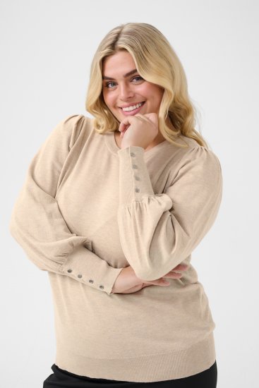 Kaffe Curve Lizzy Camisola de manga comprida Bege - Pullovers e Malhas - 