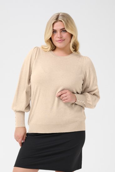 Kaffe Curve Lizzy Camisola de manga comprida Bege - Pullovers e Malhas - 