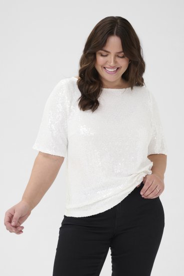 Kaffe Curve Mirana Sequin Blouse Chalk - Blusas - 