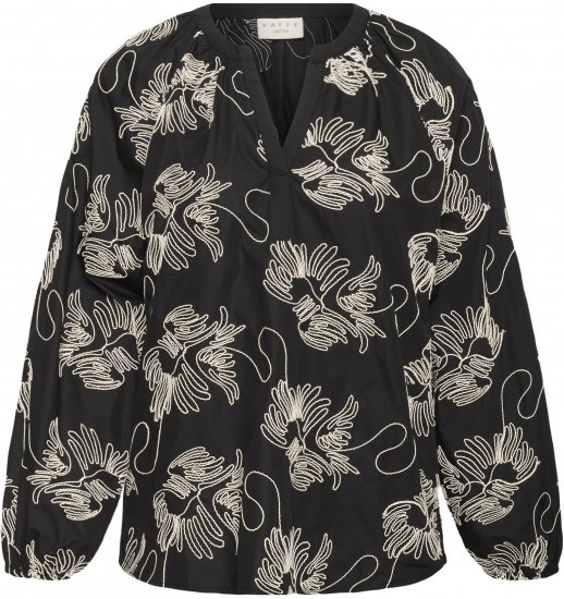 Kaffe Curve Kimmie Blouse Black Chalk Embroidery - Blusas - 