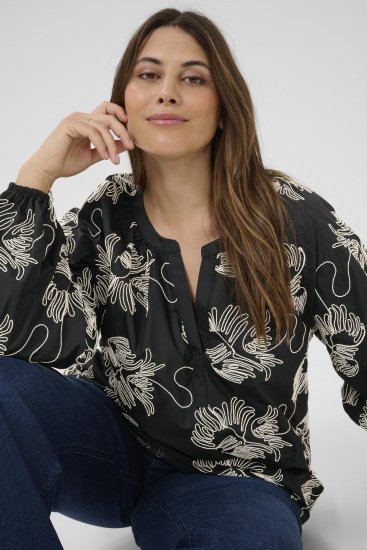 Kaffe Curve Kimmie Blouse Black Chalk Embroidery - Blusas - 
