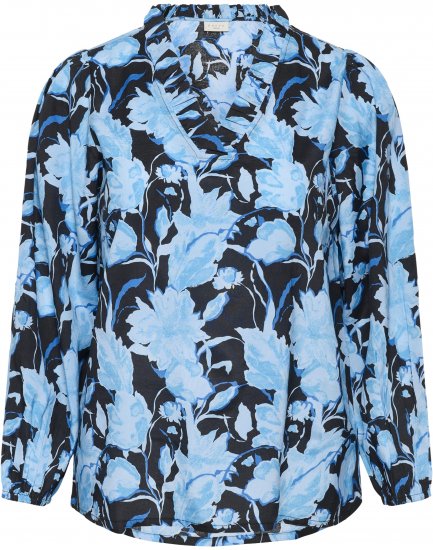 Kaffe Curve Sasja Blusa de manga comprida Blue Snake Flower - Blusas e Túnicas - 