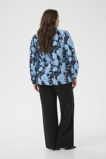 Kaffe Curve Sasja Blusa de manga comprida Blue Snake Flower - Blusas e Túnicas - 