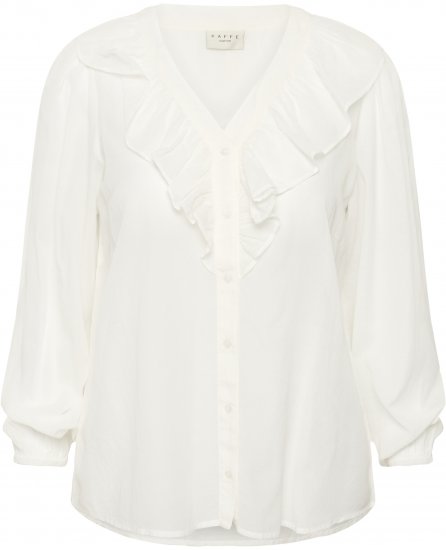 Kaffe Curve Lana Frill Blouse White - Blusas - 