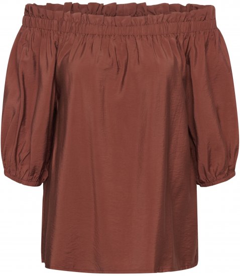 Kaffe Curve Neela Off-Shoulder Blouse Henna Brown - Blusas e Túnicas - 