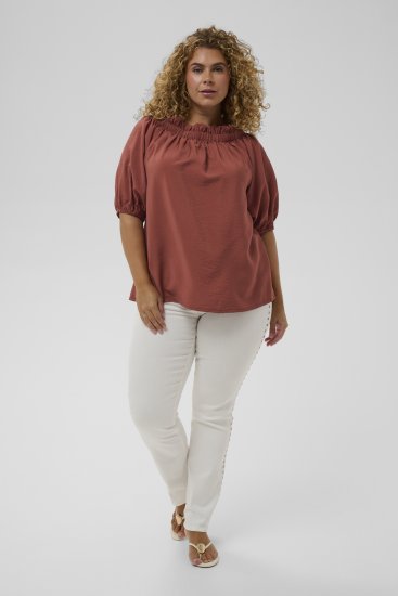 Kaffe Curve Neela Off-Shoulder Blouse Henna Brown - Blusas e Túnicas - 