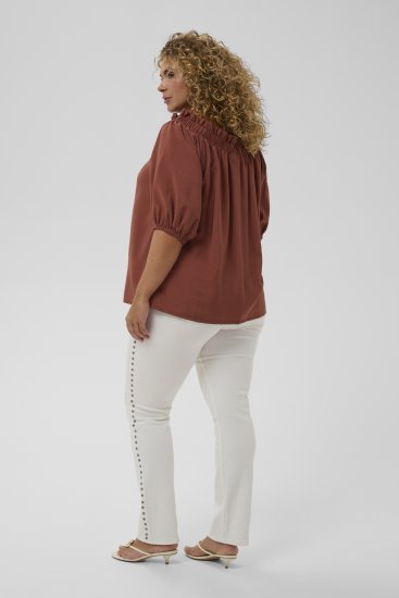 Kaffe Curve Neela Off-Shoulder Blouse Henna Brown - Blusas e Túnicas - 
