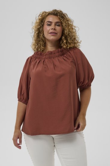 Kaffe Curve Neela Off-Shoulder Blouse Henna Brown - Blusas e Túnicas - 