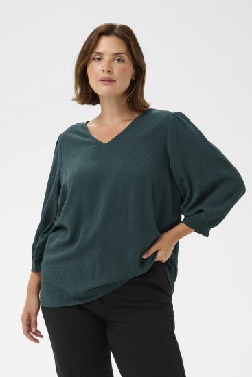 Kaffe Curve Pippi Blouse 3/4 Sleeve Magical Forest Green - Blusas e Túnicas - 