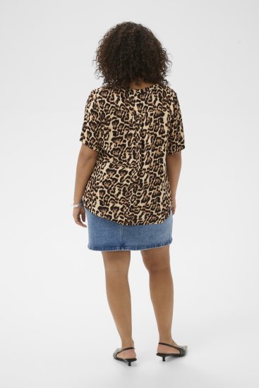 Kaffe Curve Ami Short Sleeve Blouse Printed Leopard - Blusas e Túnicas - 