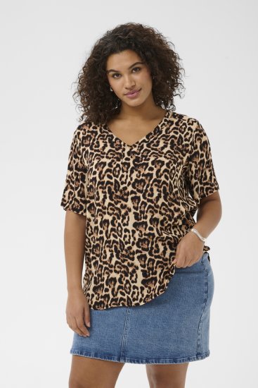 Kaffe Curve Ami Short Sleeve Blouse Printed Leopard - Blusas e Túnicas - 