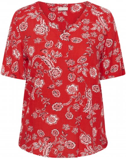 Kaffe Curve Ami Short Sleeve Blouse Printed Poppy Red - Blusas e Túnicas - 