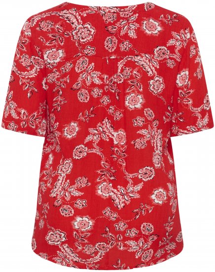 Kaffe Curve Ami Short Sleeve Blouse Printed Poppy Red - Blusas e Túnicas - 