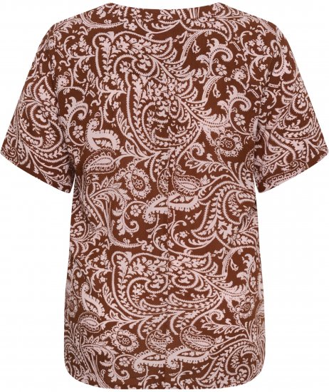 Kaffe Curve Ami Short Sleeve Blouse Printed Henna Brown - Blusas e Túnicas - 