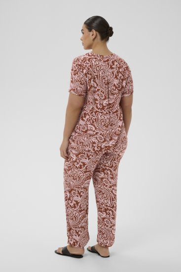 Kaffe Curve Ami Short Sleeve Blouse Printed Henna Brown - Blusas e Túnicas - 