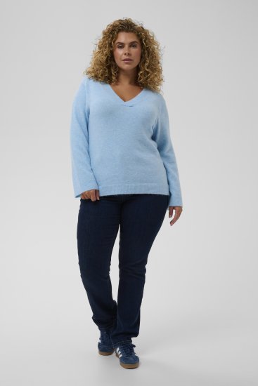 Kaffe Curve Jilanda V-Neck Pullover Blue - Pullovers e Malhas - 