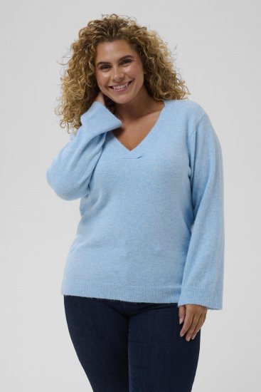 Kaffe Curve Jilanda V-Neck Pullover Blue - Pullovers e Malhas - 