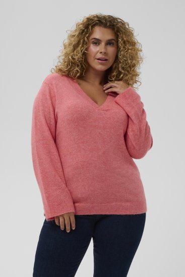 Kaffe Curve Jilanda V-Neck Pullover Red - Pullovers e Malhas - 