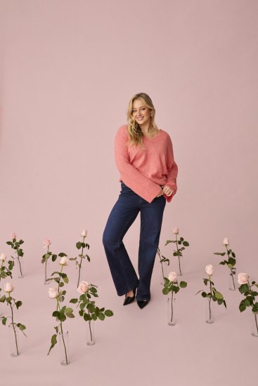 Kaffe Curve Jilanda V-Neck Pullover Red - Pullovers e Malhas - 
