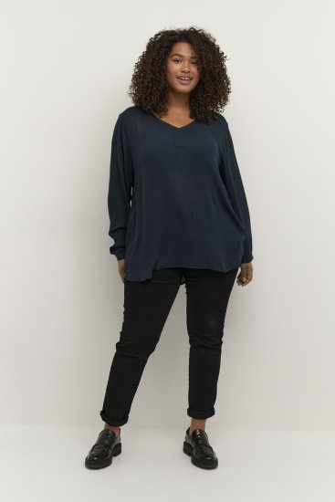 Kaffe Curve Ami Manga comprida Blusa Azul-marinho meia-noite - T-shirts - 
