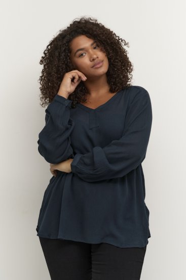 Kaffe Curve Ami Manga comprida Blusa Azul-marinho meia-noite - T-shirts - 