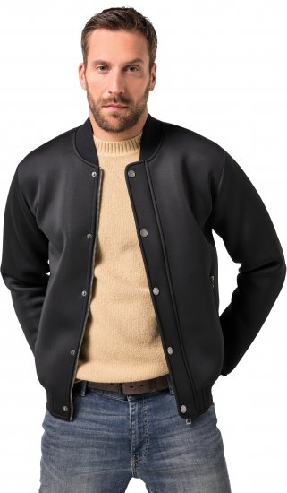 JP1880 College Jacket Scuba Fabric with Zipper Black - Casacos - Casacos Homem Tamanhos Grandes