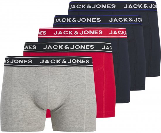 Jack & Jones Hector Solid Trunks 5-Pack Grey - Boxers - Boxers Homem Tamanhos Grandes