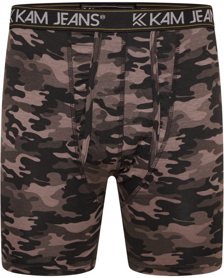 Kam Jeans 813 Camo Print Boxers Charcoal Khaki - Boxers - Boxers Homem Tamanhos Grandes