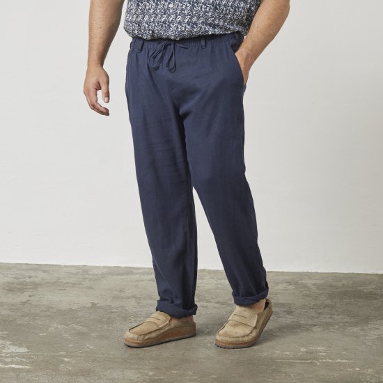 North Latitude 61155 Calças De Linho De Ajuste Confortável Azul Marinho - Jeans & calças - Jeans & Calças Tamanhos Grandes Homem