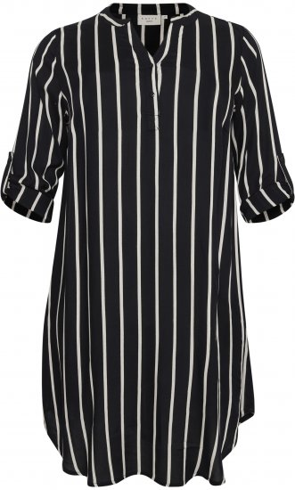 Kaffe Curve Milana Shirt Vestido Preto / Chalk risca - Vestidos - 