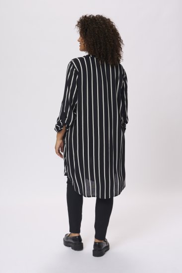 Kaffe Curve Milana Shirt Vestido Preto / Chalk risca - Vestidos - 