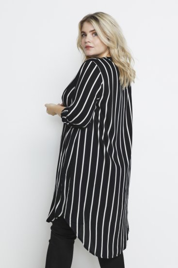 Kaffe Curve Milana Shirt Vestido Preto / Chalk risca - Vestidos - 
