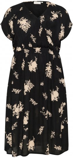 Kaffe Curve Jenna Vestido Preto/Brown Flower estampado - Vestidos - 
