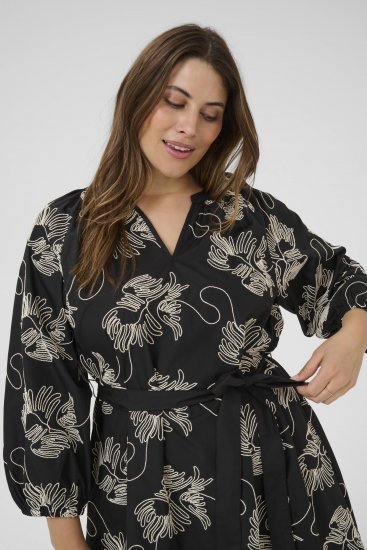 Kaffe Curve Kimmie Dress Black Chalk Embroidery - Vestidos midi - 
